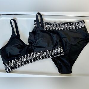 NWT Beachsissi Knot Front Patchwork High Waist Bikini Set - size medium